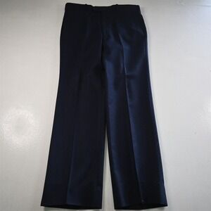 Vtg Bespoke 34x34 Dark Blue Flannel Wool Flat Front Classic Mens Pants
